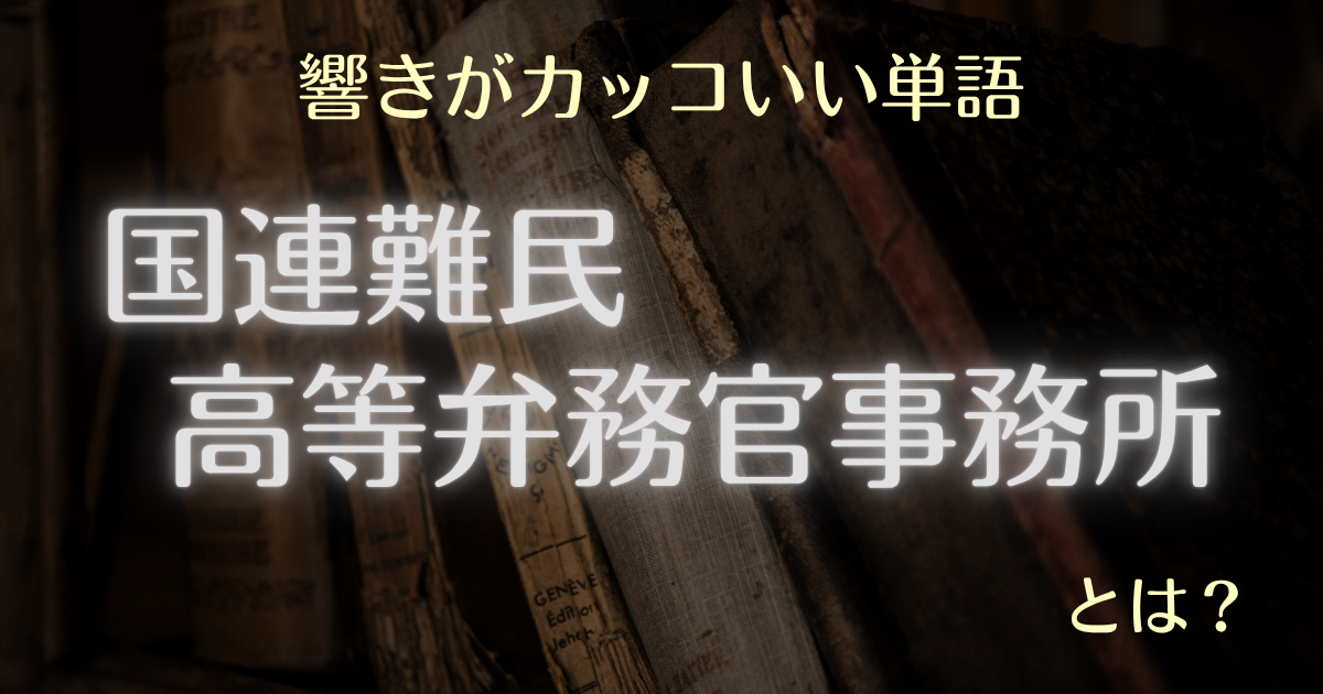 響きがカッコいい単語 国連難民高等弁務官事務所(UNHCR)とは?